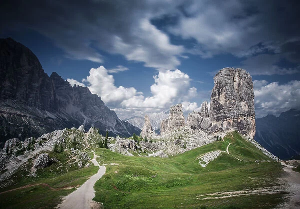 mountain peaks cinque torri in the italian dolomites, South Tyrol, Italy