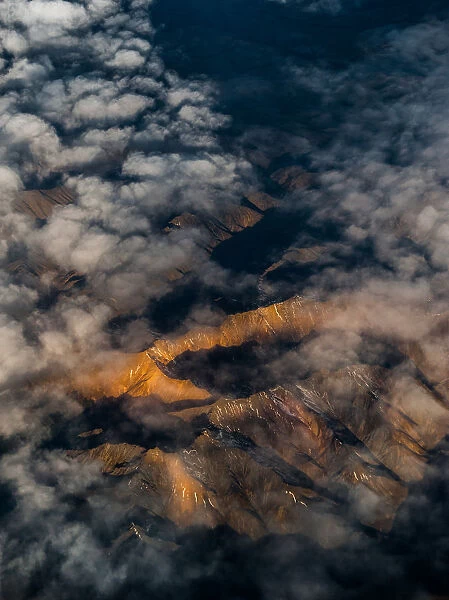 Mountain ranges under clouds