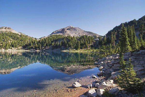 Mountain Reflecting In A Lake In The Early Morning Lassen Volcanic National Park