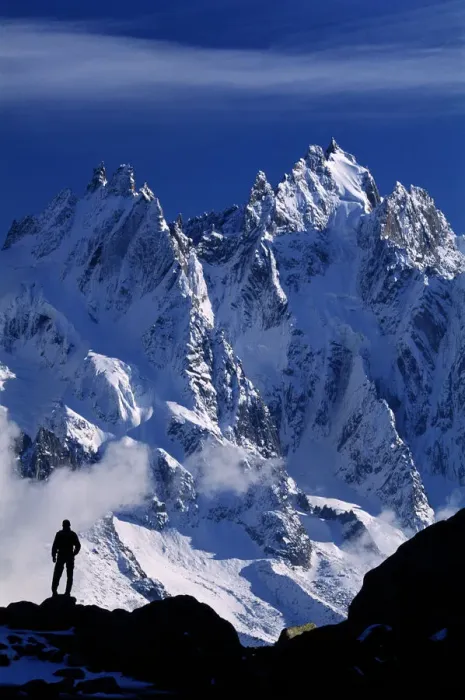 Framed Print : Mountaineer on Alps, France Framed Print : Mountaineer on Alps, France