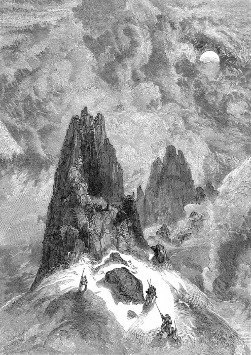 Framed Print : Mountaineer on Mont Blanc just in front of the summit, 1880, France, Historic, digitally restored reproduction of an original 19th-century painting Framed Print : Mountaineer on Mont Blanc just in front of the summit, 1880, France, Historic, digitally restored reproduction of an original 19th-century painting