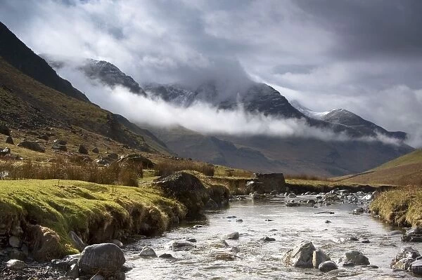 Mountains and river, Lake District, Cumbria, England