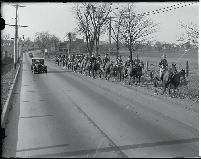 Framed Print : Mounted Police and by Car Searching Road Framed Print : Mounted Police and by Car Searching Road
