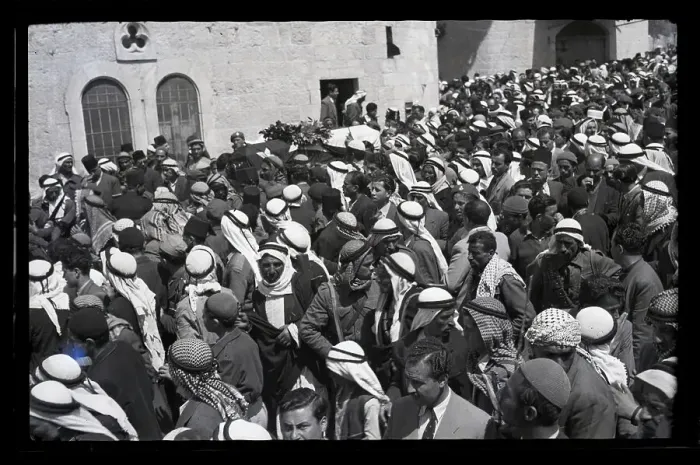 Framed Print : Mourners Attending Funeral of Abdul Kadir Husseini Framed Print : Mourners Attending Funeral of Abdul Kadir Husseini