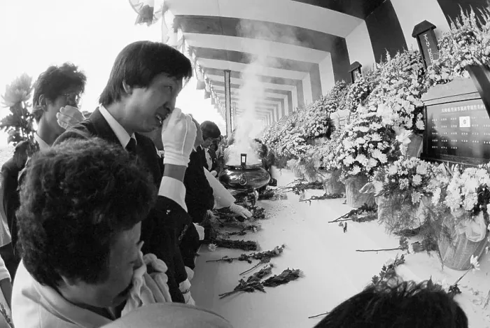 Framed Print : Mourners at Memorial Service in Korea Framed Print : Mourners at Memorial Service in Korea