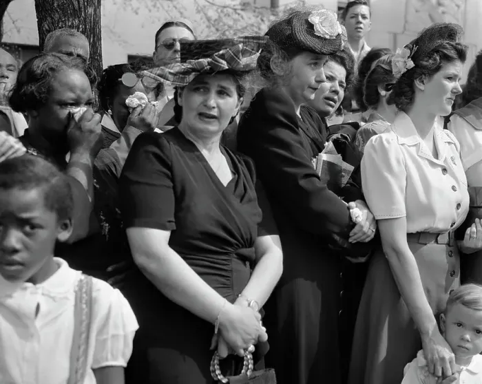 Framed Print : Mourners Watch FDR's Funeral Procession Framed Print : Mourners Watch FDR's Funeral Procession