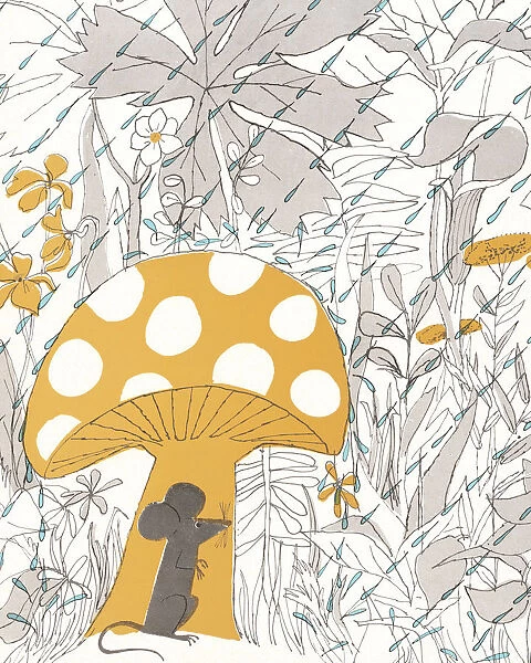 Mouse Hiding Under Mushroom