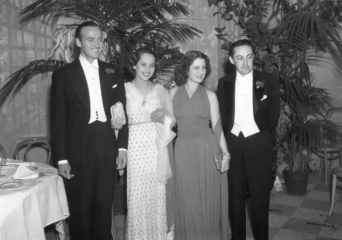 Framed Print : Movie Stars at Mayfair Ball