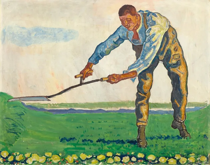 Framed Print : The Mower, circa 1910. Private Collection Framed Print : The Mower, circa 1910. Private Collection