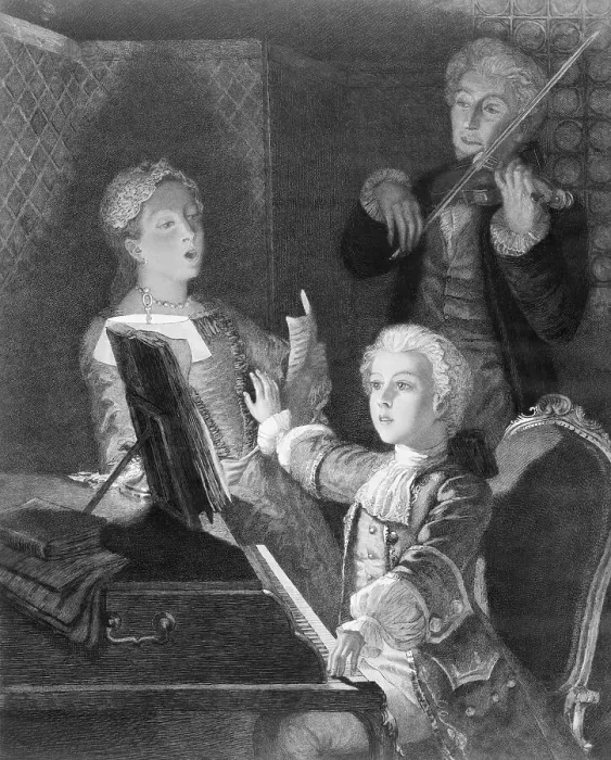 Framed Print : Mozart and Accompanists Rehearsing at Piano Framed Print : Mozart and Accompanists Rehearsing at Piano