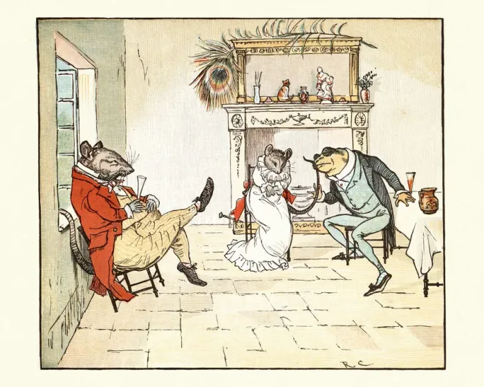 Framed Print : Mr Frog flirting with Miss Mouse, Nursery rhyme, Frog He Would A-Wooing Go Framed Print : Mr Frog flirting with Miss Mouse, Nursery rhyme, Frog He Would A-Wooing Go