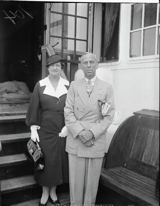 Framed Print : Mr. and Mrs. Alfred Sloan Standing on Ship Framed Print : Mr. and Mrs. Alfred Sloan Standing on Ship