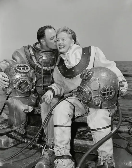 Framed Print : Mr. and Mrs. Cross Aboard Diving Vessel Framed Print : Mr. and Mrs. Cross Aboard Diving Vessel