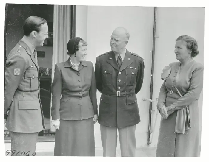 Framed Print : Mr. and Mrs. Eisenhower Chatting with Prince Bernhard and Queen Juliana Framed Print : Mr. and Mrs. Eisenhower Chatting with Prince Bernhard and Queen Juliana