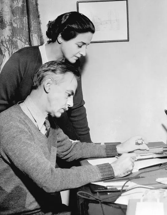 Framed Print : Mr. and Mrs. Eugene O'Neill Working in Office