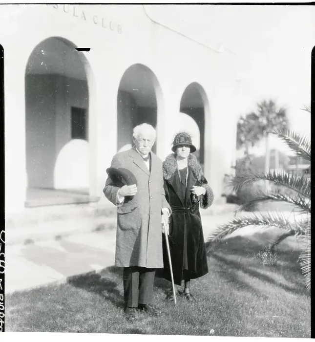 Framed Print : Mr. and Mrs. G. Harding Standing on Lawn While Wintering in Florida Framed Print : Mr. and Mrs. G. Harding Standing on Lawn While Wintering in Florida