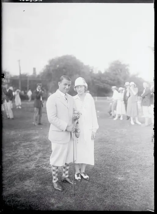 Framed Print : Mr. and Mrs. Gene Sarazen at Golf Tournament Framed Print : Mr. and Mrs. Gene Sarazen at Golf Tournament