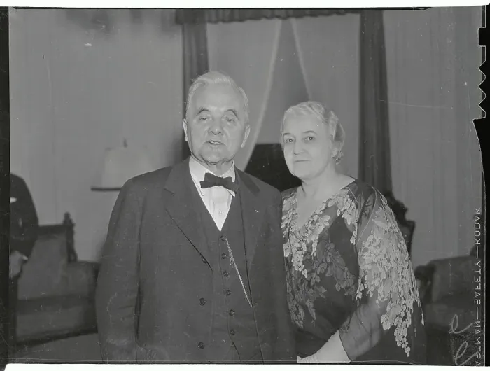 Framed Print : Mr. and Mrs. George W. Norris Posing for Camera in Formal Dress Framed Print : Mr. and Mrs. George W. Norris Posing for Camera in Formal Dress