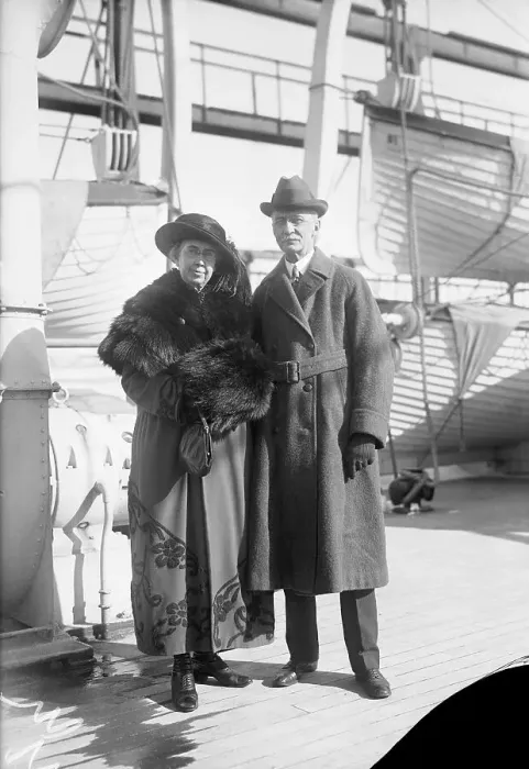 Framed Print : Mr. and Mrs. J. M. Baldwin on Ship Deck Framed Print : Mr. and Mrs. J. M. Baldwin on Ship Deck
