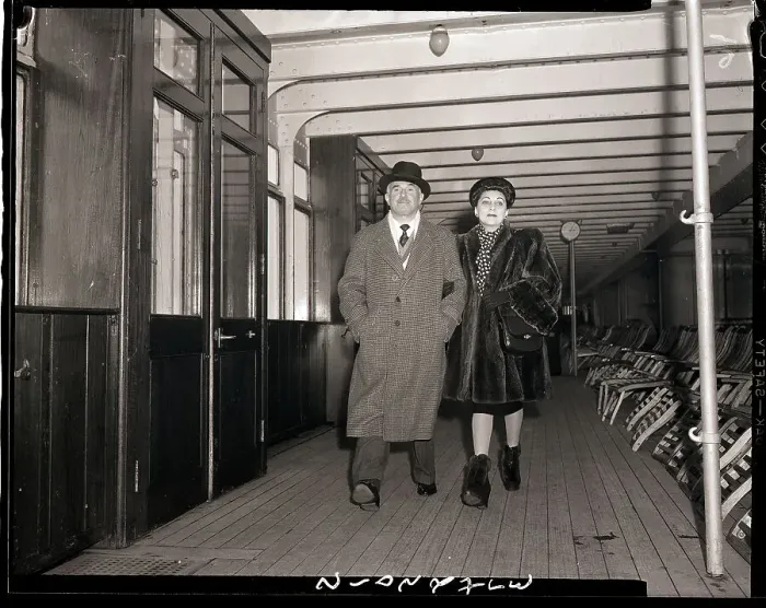 Framed Print : Mr. and Mrs. Jack Warner on Ship Deck Framed Print : Mr. and Mrs. Jack Warner on Ship Deck