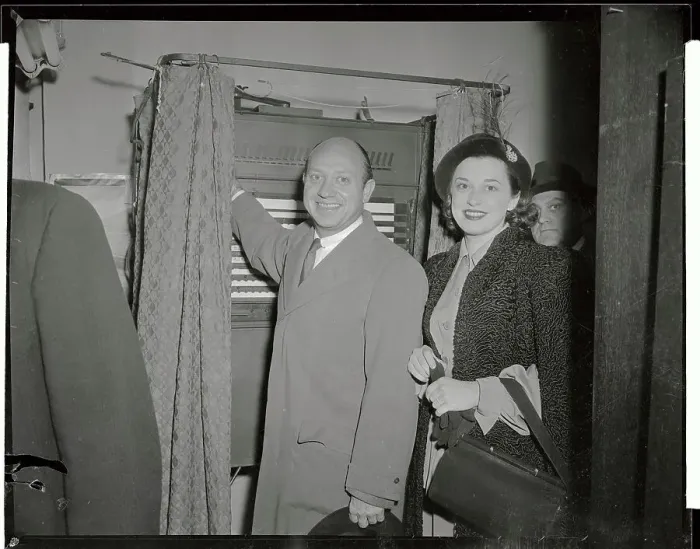 Framed Print : Mr. and Mrs. Jacob Javits at Voting Booth Framed Print : Mr. and Mrs. Jacob Javits at Voting Booth