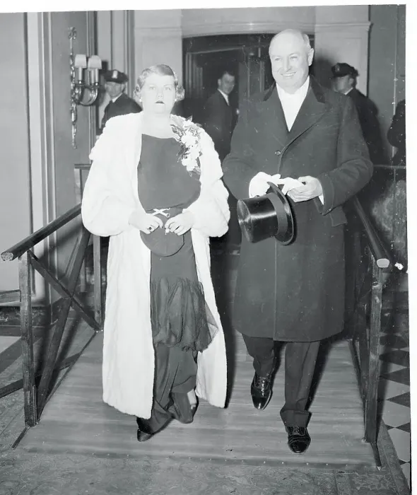 Framed Print : Mr. and Mrs. James A. Farley Entering Dinner Party for Franklin Roosevelt Framed Print : Mr. and Mrs. James A. Farley Entering Dinner Party for Franklin Roosevelt