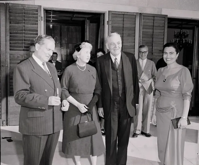 Framed Print : Mr. and Mrs. John Foster Dulles Being Greeted by Mr. and Mrs. Josip Broz Framed Print : Mr. and Mrs. John Foster Dulles Being Greeted by Mr. and Mrs. Josip Broz
