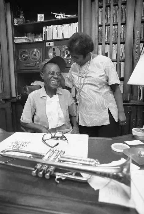 Framed Print : Mr. and Mrs. Louis Armstrong Relaxing at Home Framed Print : Mr. and Mrs. Louis Armstrong Relaxing at Home