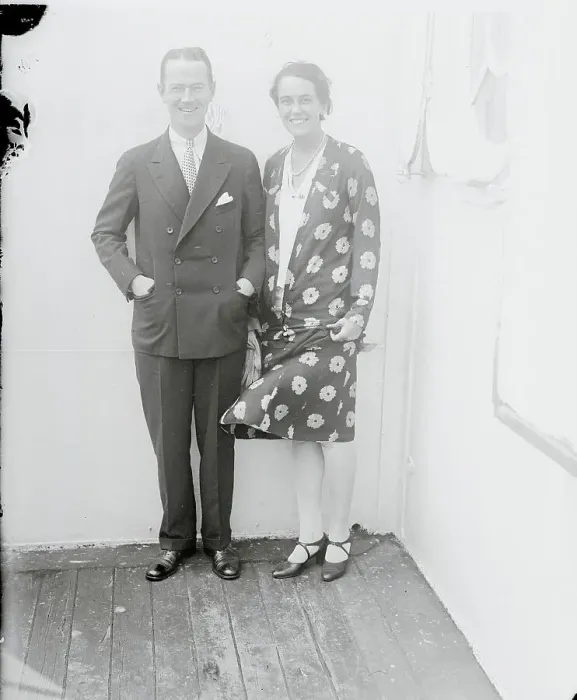 Framed Print : Mr. and Mrs. Philip Barry Posing on Ship