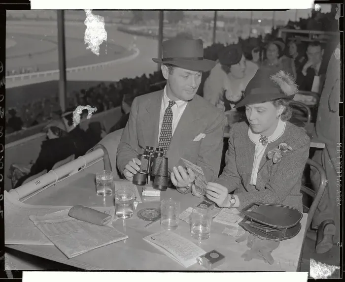 Framed Print : Mr. and Mrs. Robert Montgomery Dining at Race Track Framed Print : Mr. and Mrs. Robert Montgomery Dining at Race Track