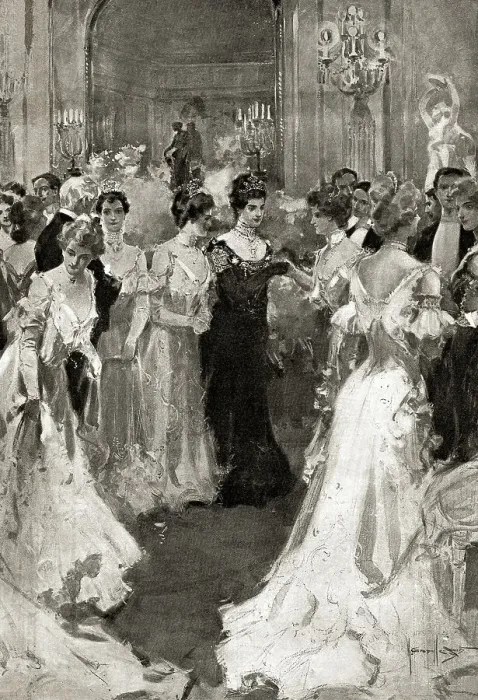 Framed Print : Mrs Astor Greeting Guests at her Ball Framed Print : Mrs Astor Greeting Guests at her Ball