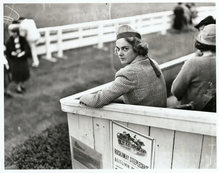 Framed Print : Mrs Damon Wack Watching Races from Box Framed Print : Mrs Damon Wack Watching Races from Box