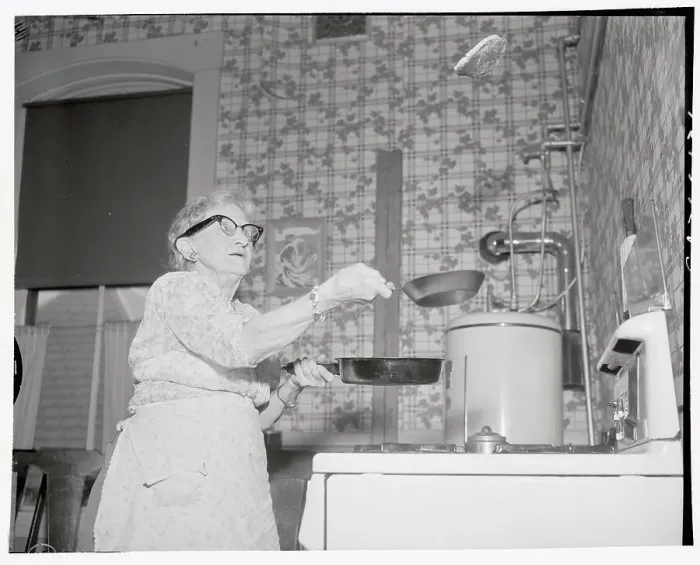 Framed Print : Mrs. Eugenia Frazier Cooking Pancakes Framed Print : Mrs. Eugenia Frazier Cooking Pancakes
