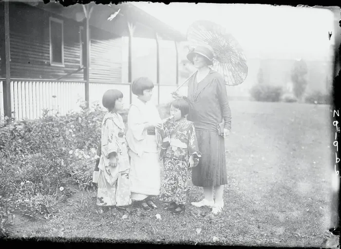 Framed Print : Mrs. Frank Vanderbilt Speaking to Three Young Girls Framed Print : Mrs. Frank Vanderbilt Speaking to Three Young Girls