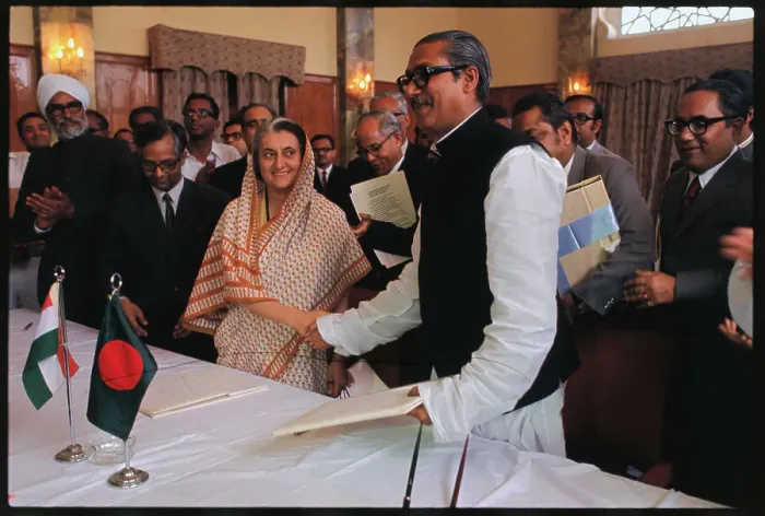 Framed Print : Mrs. Indira Gandhi and Premier Mojibur Rayman Framed Print : Mrs. Indira Gandhi and Premier Mojibur Rayman