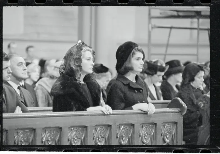 Framed Print : Mrs. Jacqueline and Mrs. Joan Kennedy Attending Mass Framed Print : Mrs. Jacqueline and Mrs. Joan Kennedy Attending Mass
