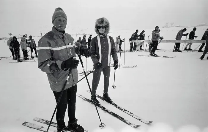 Framed Print : Mrs. John F. Kennedy Getting Ski Lessons from Tim Carter Framed Print : Mrs. John F. Kennedy Getting Ski Lessons from Tim Carter