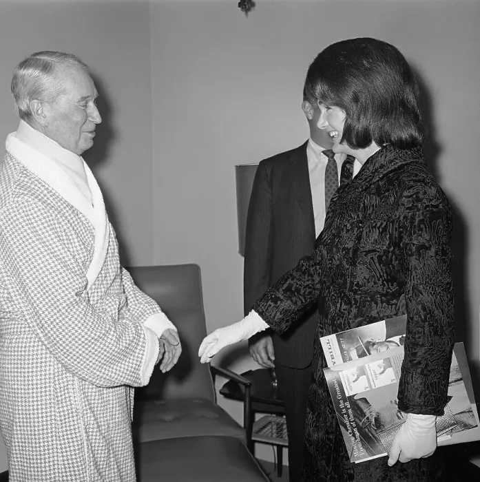 Framed Print : Mrs. John F. Kennedy Greets Maurice Chevalier Framed Print : Mrs. John F. Kennedy Greets Maurice Chevalier