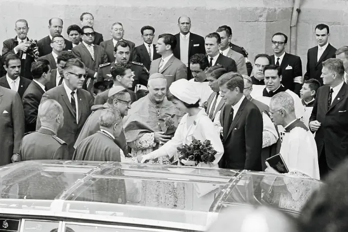 Framed Print : Mrs. Kennedy Shaking Hands with Mexican Archbishop Framed Print : Mrs. Kennedy Shaking Hands with Mexican Archbishop