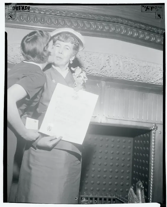 Framed Print : Mrs Lester Personous Being Kissed by Daughter