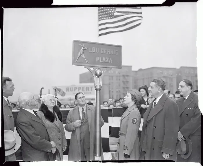 Framed Print : Mrs Lou Gehrig Unveiling Plaque for Gehrig Plaza Framed Print : Mrs Lou Gehrig Unveiling Plaque for Gehrig Plaza