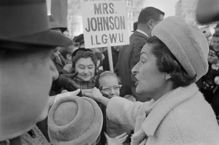 Framed Print : Mrs. Lyndon B. Johnson Greeting Crowd Framed Print : Mrs. Lyndon B. Johnson Greeting Crowd