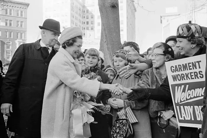 Framed Print : Mrs. Lyndon B. Johnson Shaking Hands with Crowd Framed Print : Mrs. Lyndon B. Johnson Shaking Hands with Crowd