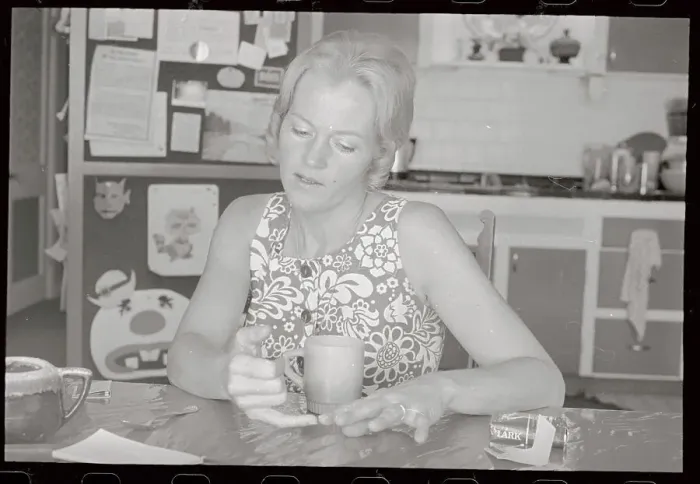 Framed Print : Mrs. Marietta Jaeger Sitting and Holding Cup Framed Print : Mrs. Marietta Jaeger Sitting and Holding Cup