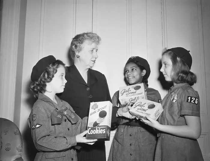 Framed Print : Mrs. Truman With Girl Scouts Framed Print : Mrs. Truman With Girl Scouts