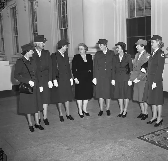 Framed Print : Mrs. Truman Hosts Red Cross Women, Stand Framed Print : Mrs. Truman Hosts Red Cross Women, Stand