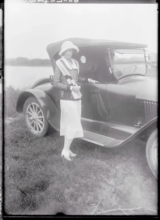 Framed Print : Mrs. William Fleitman Posing with Car Framed Print : Mrs. William Fleitman Posing with Car