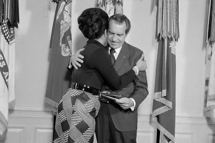 Framed Print : Mrs.Roberto Clemente Hugs Pres. Nixon Framed Print : Mrs.Roberto Clemente Hugs Pres. Nixon