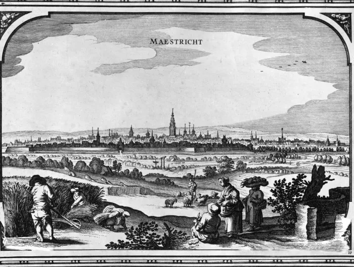 Framed Print : Mstricht. circa 1790: A general view of Mstrict in the late 17th Century Framed Print : Mstricht. circa 1790: A general view of Mstrict in the late 17th Century