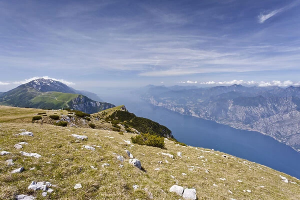 On Mt Altissimo, above Nago-Torbole, Lake Garda below, Mt Baldo in the back, Trentino, Italy, Europe